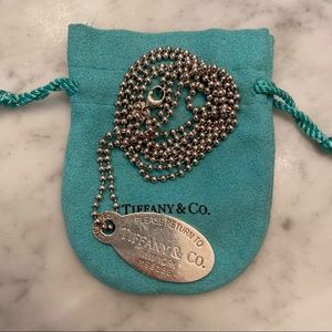 Tiffany & Co Sterling Silver Oval dog tag necklace.